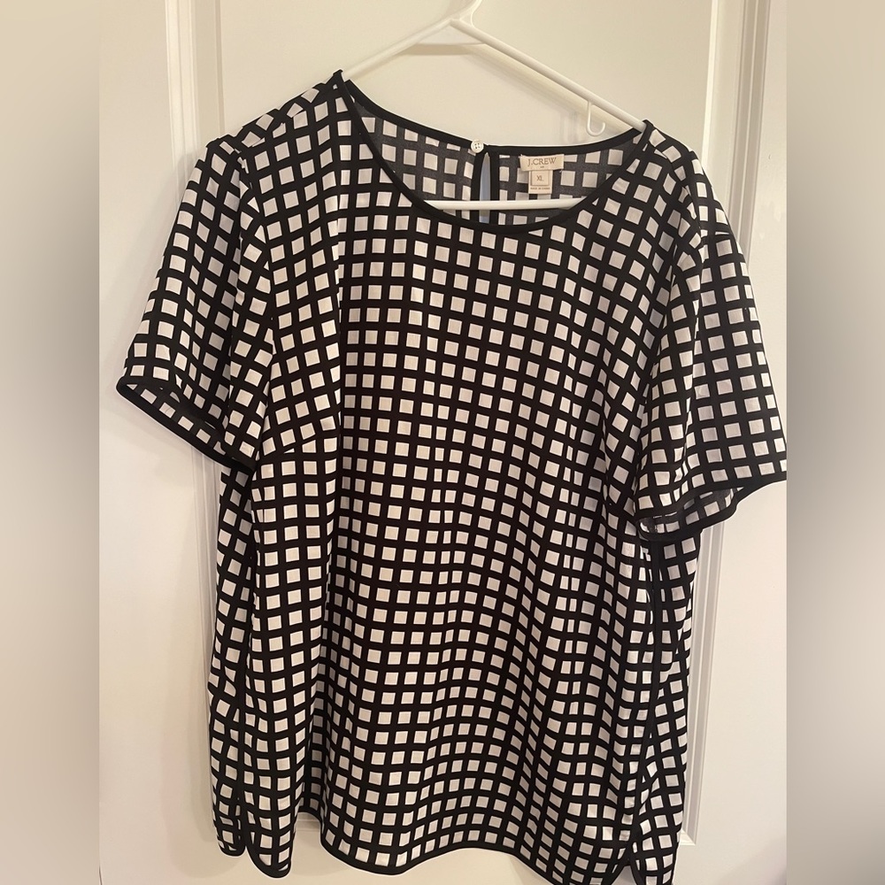 JCrew Blouse.  XL Excellent used condition. black and white.